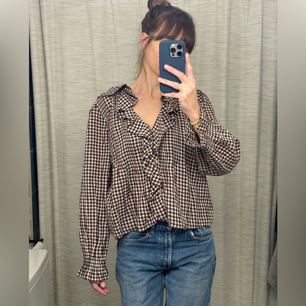 🍂 Doen Hardy top in Delphine Plaid size Large. *see notes pls - Picture 14 of 16